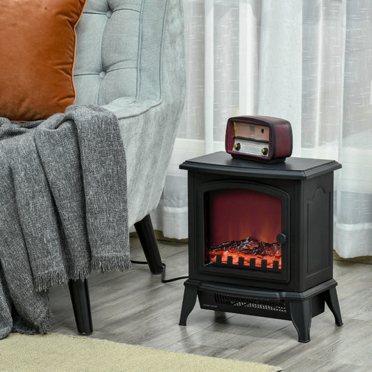 HOMCOM Electric Fireplace Stove, Free standing Fireplace Heater with