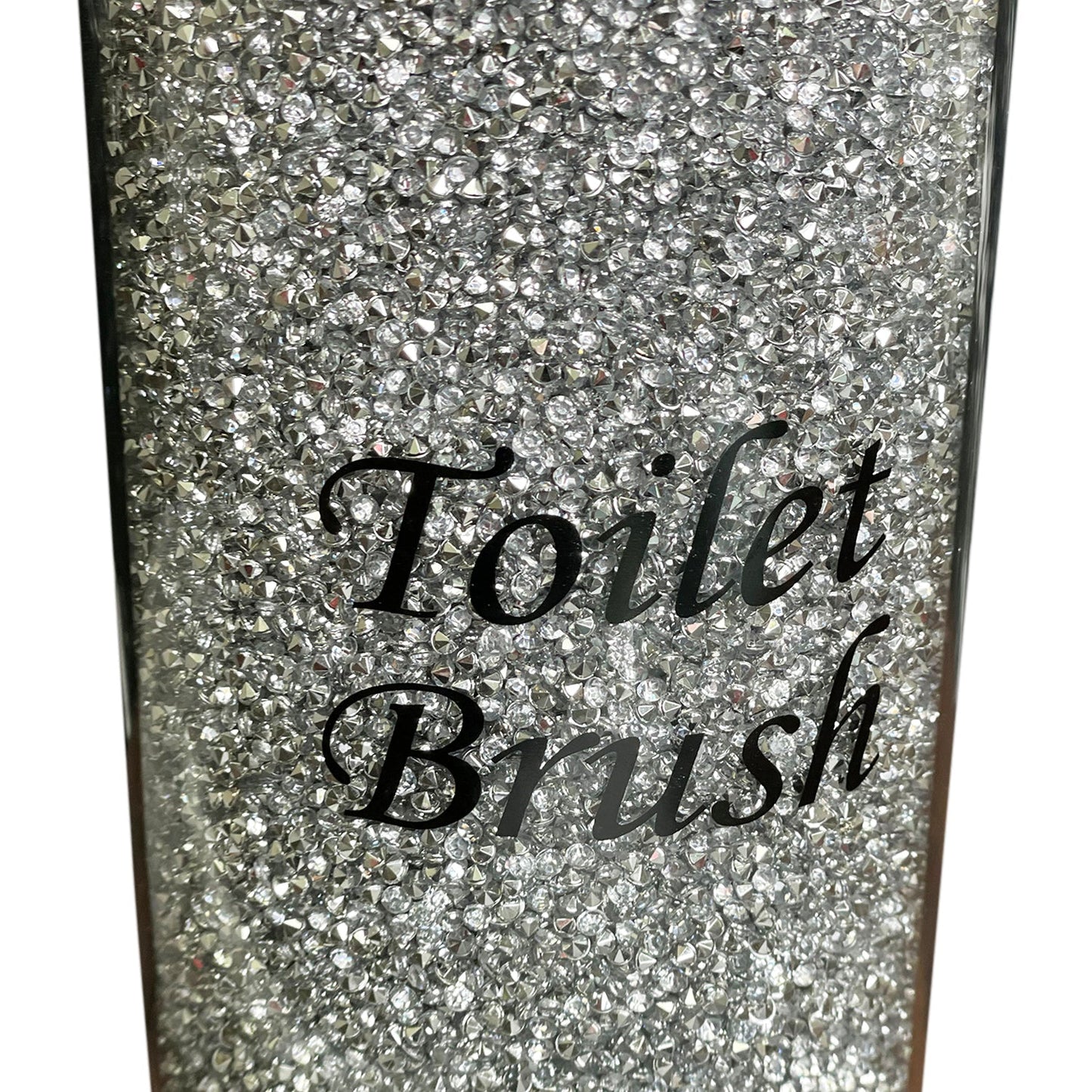 Toilet Brush Holder with Brush in Gift Box, Silver Crushed Diamond