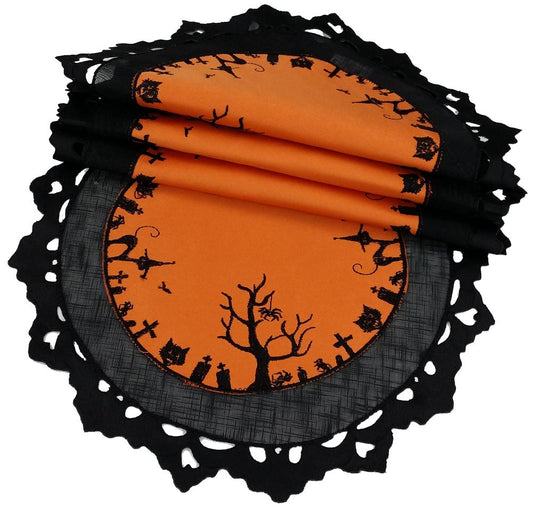 XD11026  Hallows Eve Round Doilies, Set of 4