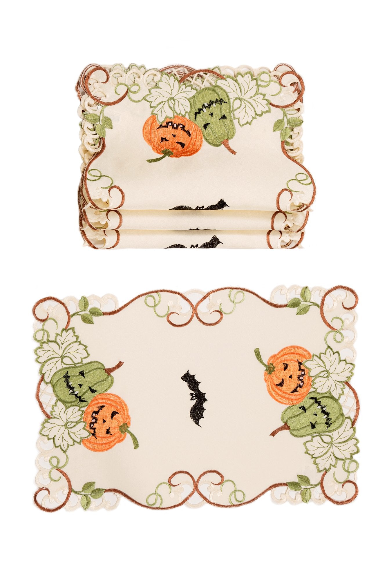 XD18809 Halloween Jack-O-Lanterns 13'' x 19'' Placemats, Set of 4