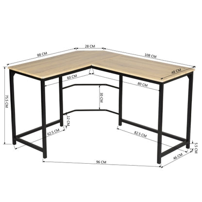 L Shaped Computer Desk PC Laptop Table Wood Workstation Furniture